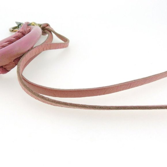 BALENCIAGA Keychain fringe pink sheepskin �~ gold metal fittings Auth USED Q604 - Picture 3 of 9